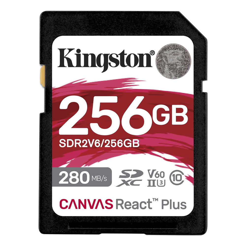 Cartão de Memória SD Kingston C10 U3 Canvas React Plus 256GB - SDR2V6/256GB
