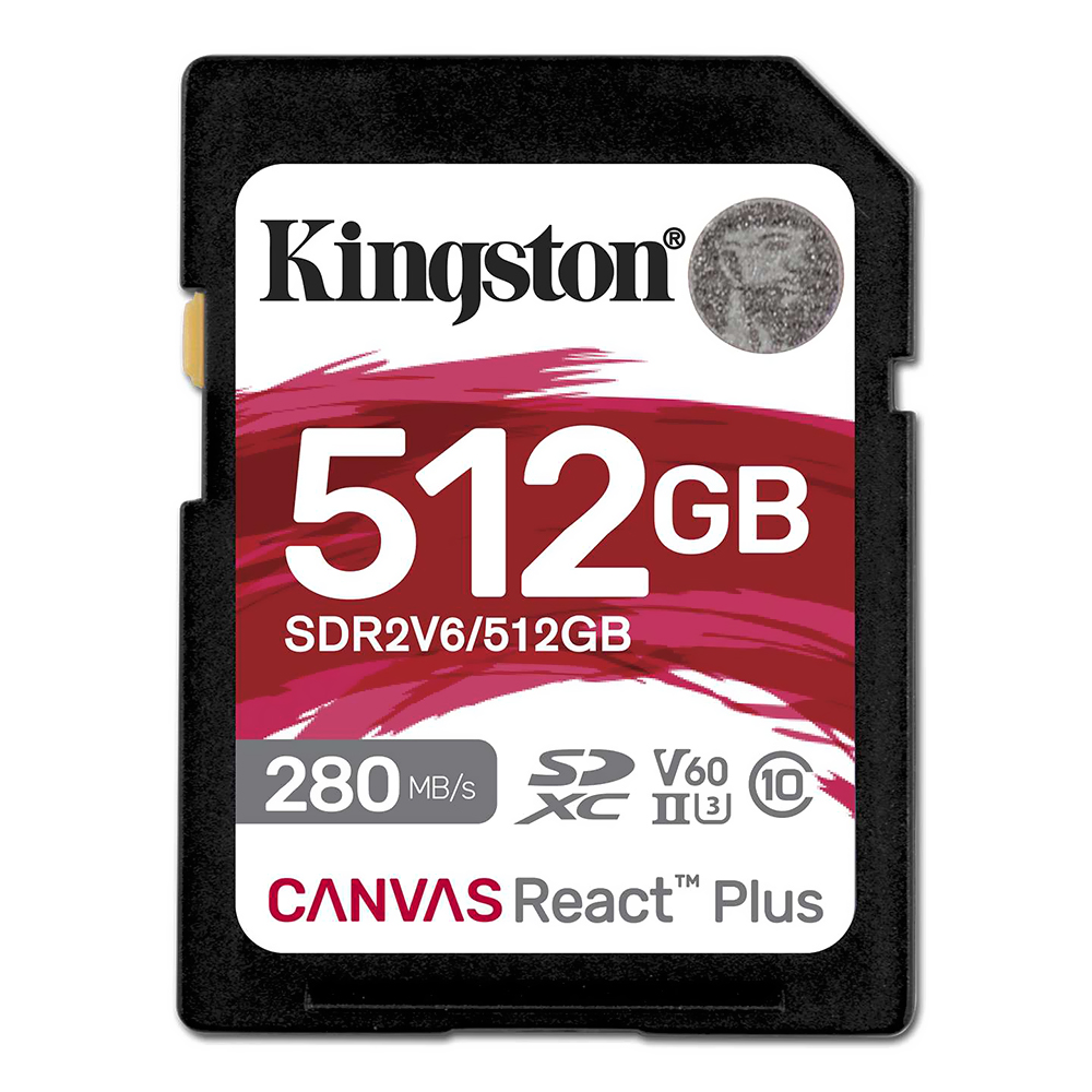Cartão de Memória SD Kingston C10 U3 Canvas React Plus 512GB - SDR2V6/512GB