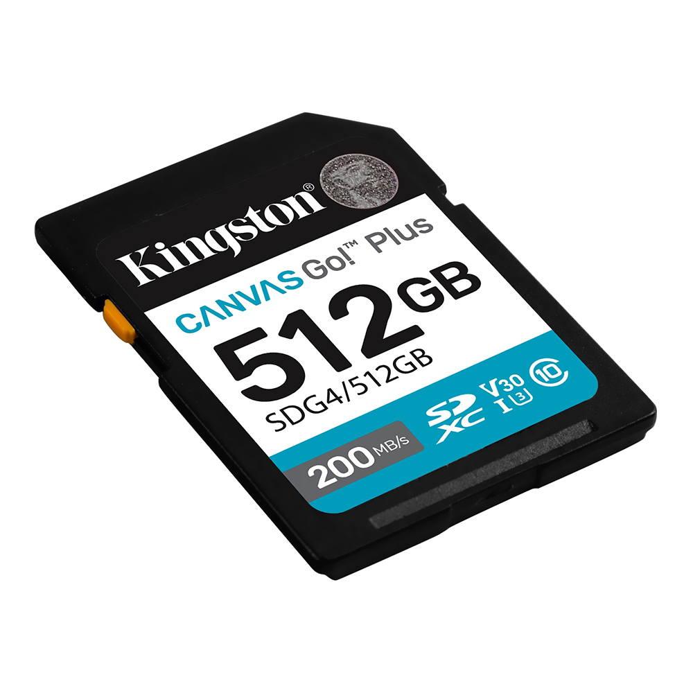 Cartão de Memória SD Kingston Canvas Go Plus C10 U3 V30 A2 512GB - SDG4/512GB