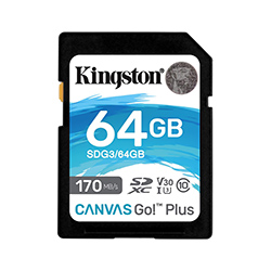 Cartão de Memória SD Kingston Canvas GO Plus U3 V30 64GB