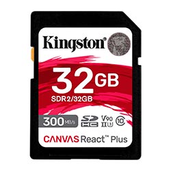 Cartão de Memória SD Kingston Canvas React Plus U3 C10 V90 32GB - SDR2/32GB