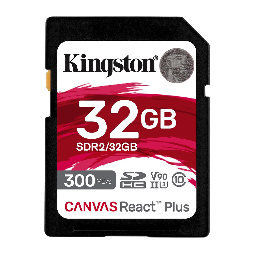 Cartão de Memória SD Kingston Canvas React Plus U3 C10 V90 32GB - SDR2/32GB