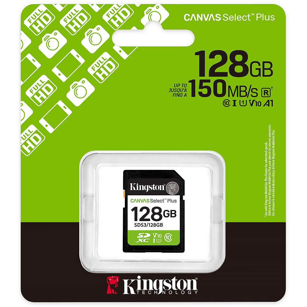 Cartão de Memória SD Kingston Canvas Select Plus C10 128GB - SDS3/128GB