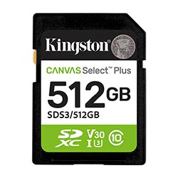 Cartão de Memória SD Kingston Canvas Select Plus C10 512GB - SDS3/512GB