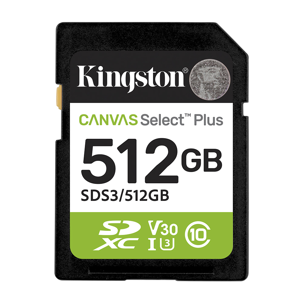 Cartão de Memória SD Kingston Canvas Select Plus C10 512GB - SDS3/512GB