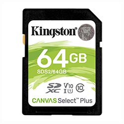 Cartão de Memória SD Kingston Canvas Select Plus C10 64GB