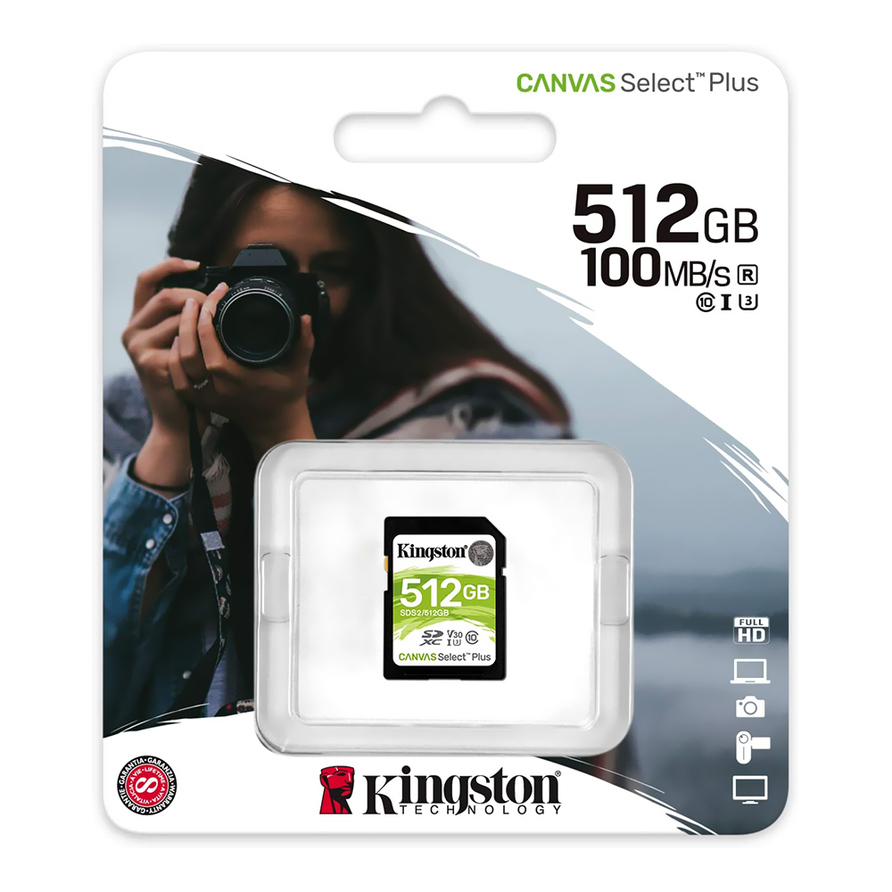 Cartão de Memória SD Kingston Canvas Select Plus C10 U3 512GB