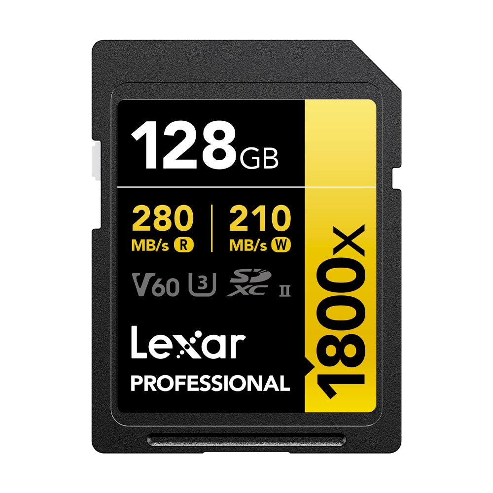 Cartão de Memória SD Lexar Professional Gold Series 1800X C10 U3 V60 4K FHD 128GB - LSD1800128G-BNNNU