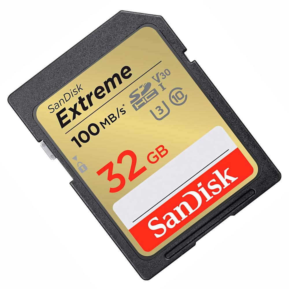 Cartão de Memória SD Sandisk Extreme V30 Class 10 U3 32GB 4K - SDSDXVT-032G-GNCIN