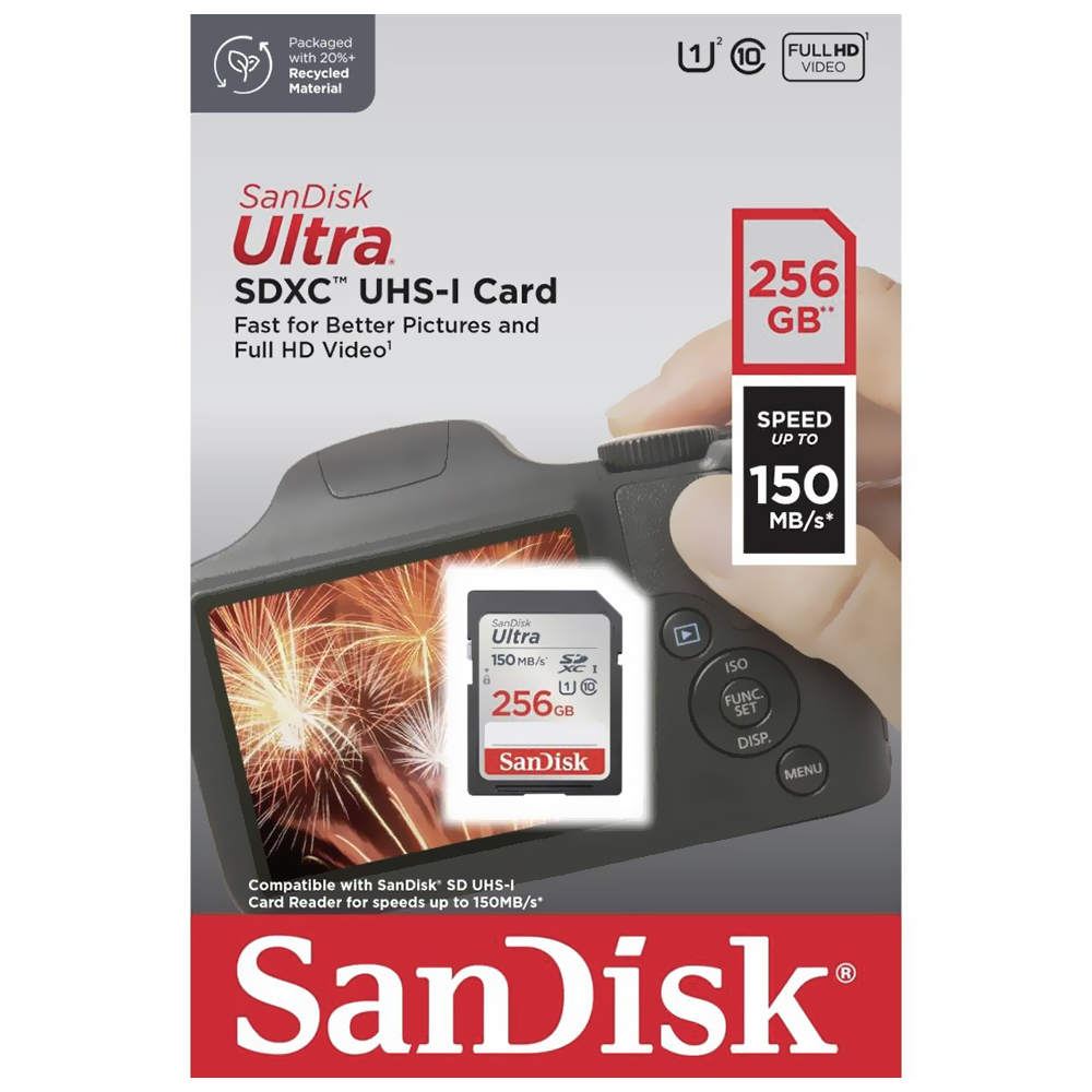 Cartão de Memória SD SanDisk Ultra U1 256GB Classe 10