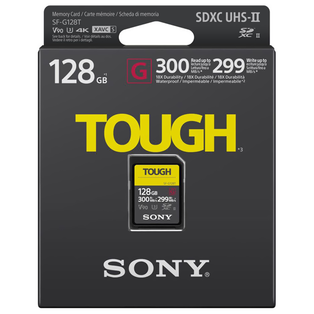 Cartão de Memória SD Sony Tough V90 U3 4K 128GB - SF-G128T/T1