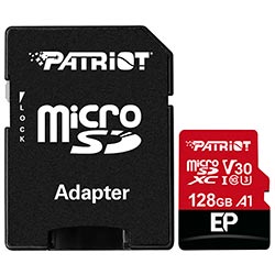 MEM CARD MICRO SD  128GB PATRIOT 2X1 90MB/S C10 U3 V30 A1 PEF128GEP31MCX