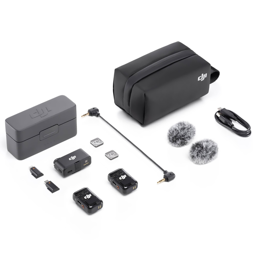 Microfone DJI Mic 2 Wireless / 2TX + 1RX / FCC / Lightning / USB-C - Preto