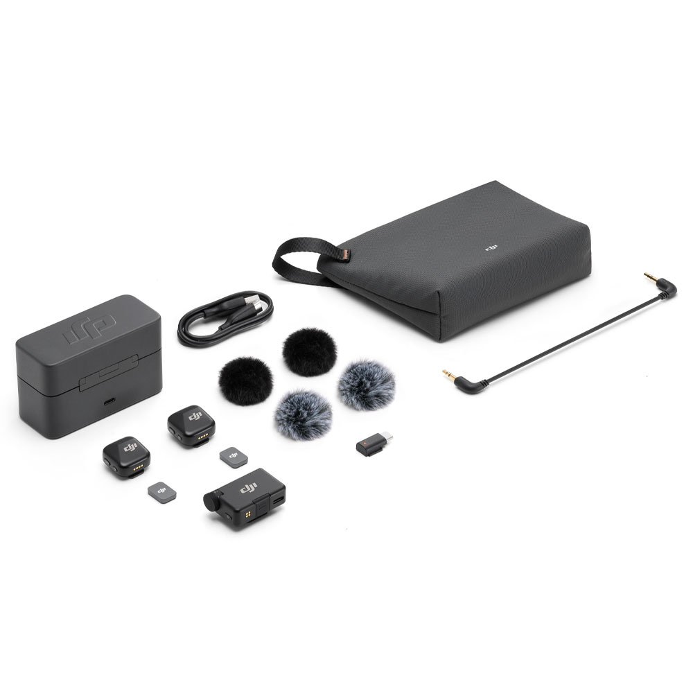 Microfone DJI Mic Mini Wireless / 2TX + 1RX / USB-C - Preto