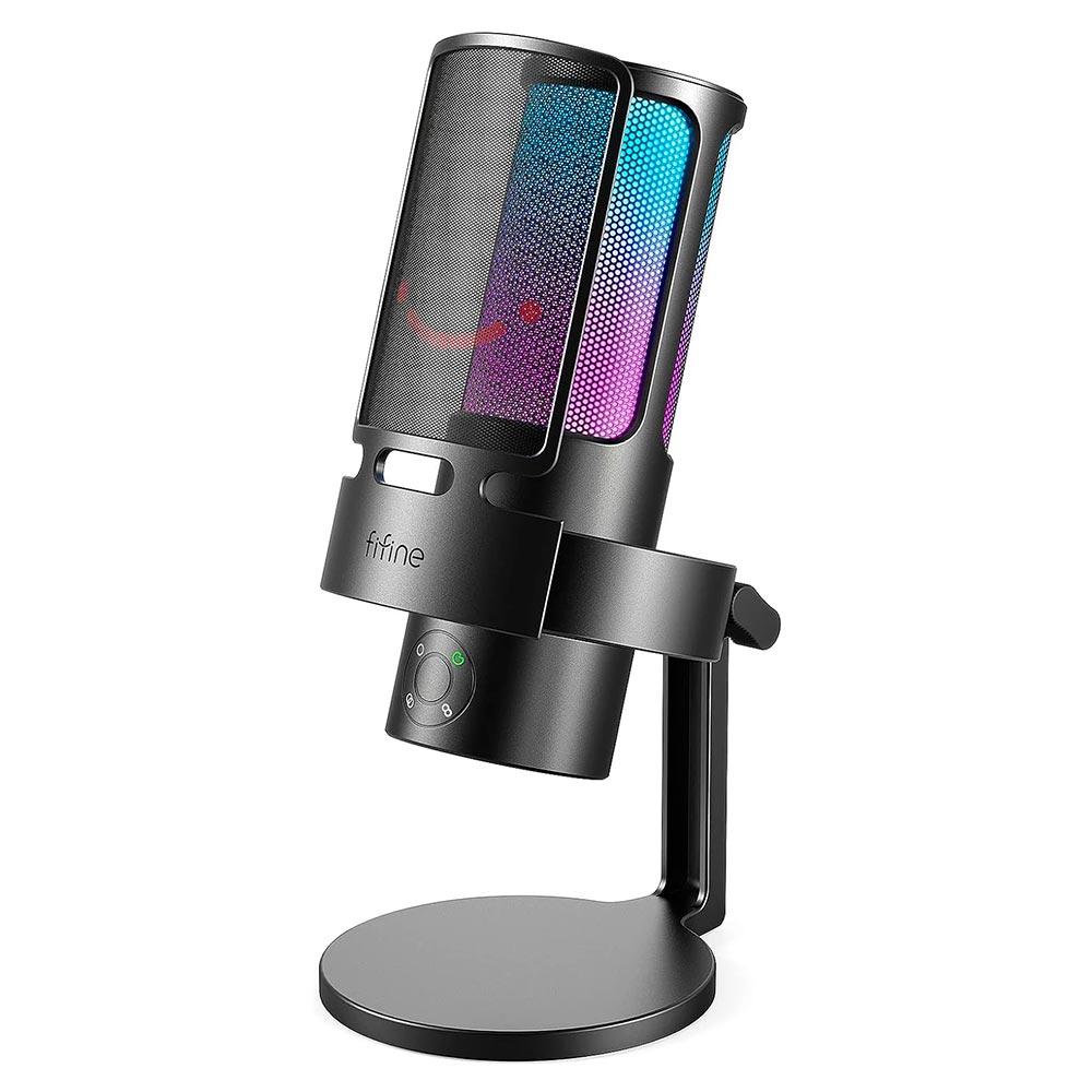 Microfone Fifine  A8 Plus Ampligame Condenser Cardioid RGB - Preto