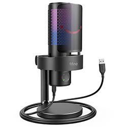 Microfone Fifine A9 Ampligame Cardioid Omni Bidirectional Stereo RGB - Preto