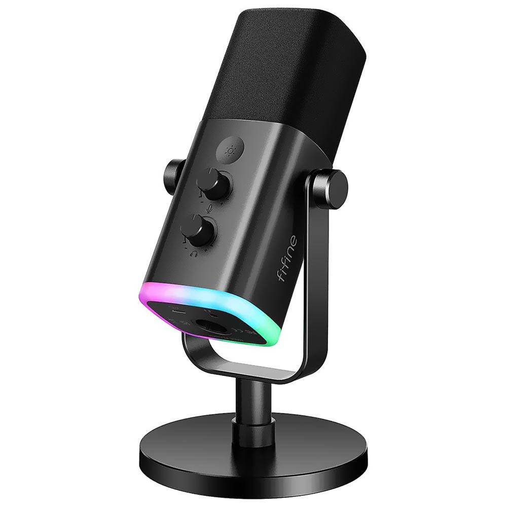 Microfone Fifine AM8 Streaming Recording Dynamic RGB - Preto
