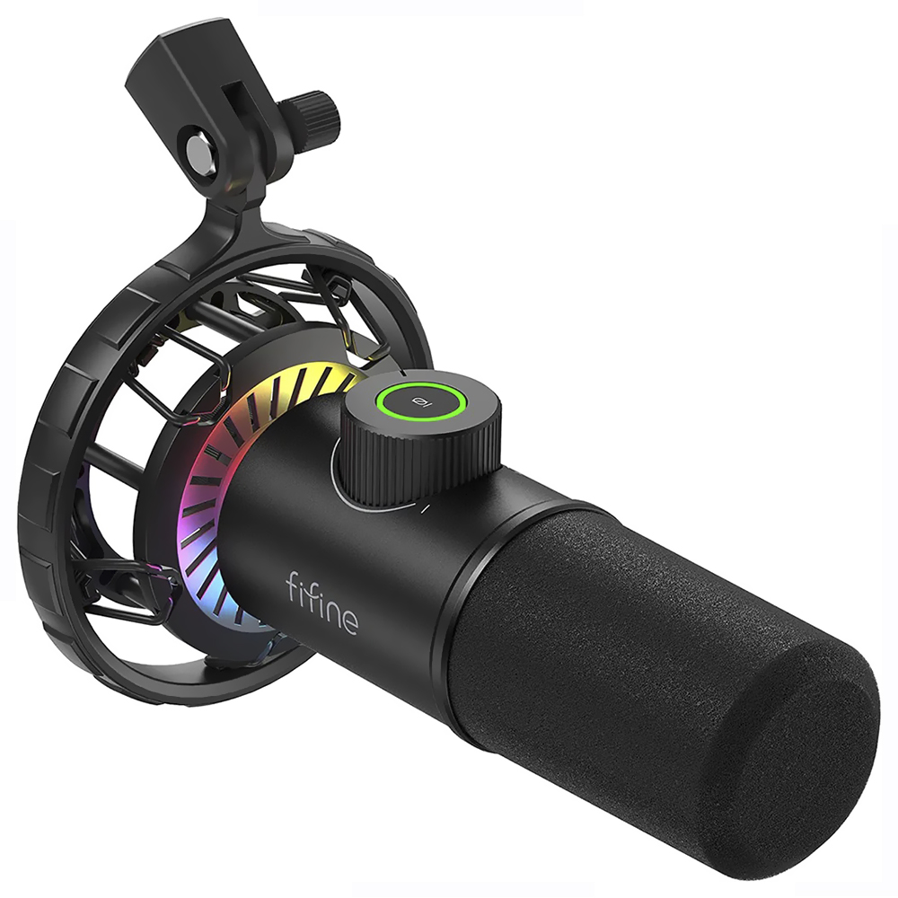 Microfone Fifine K658 Dynamic Podcast RGB - Preto