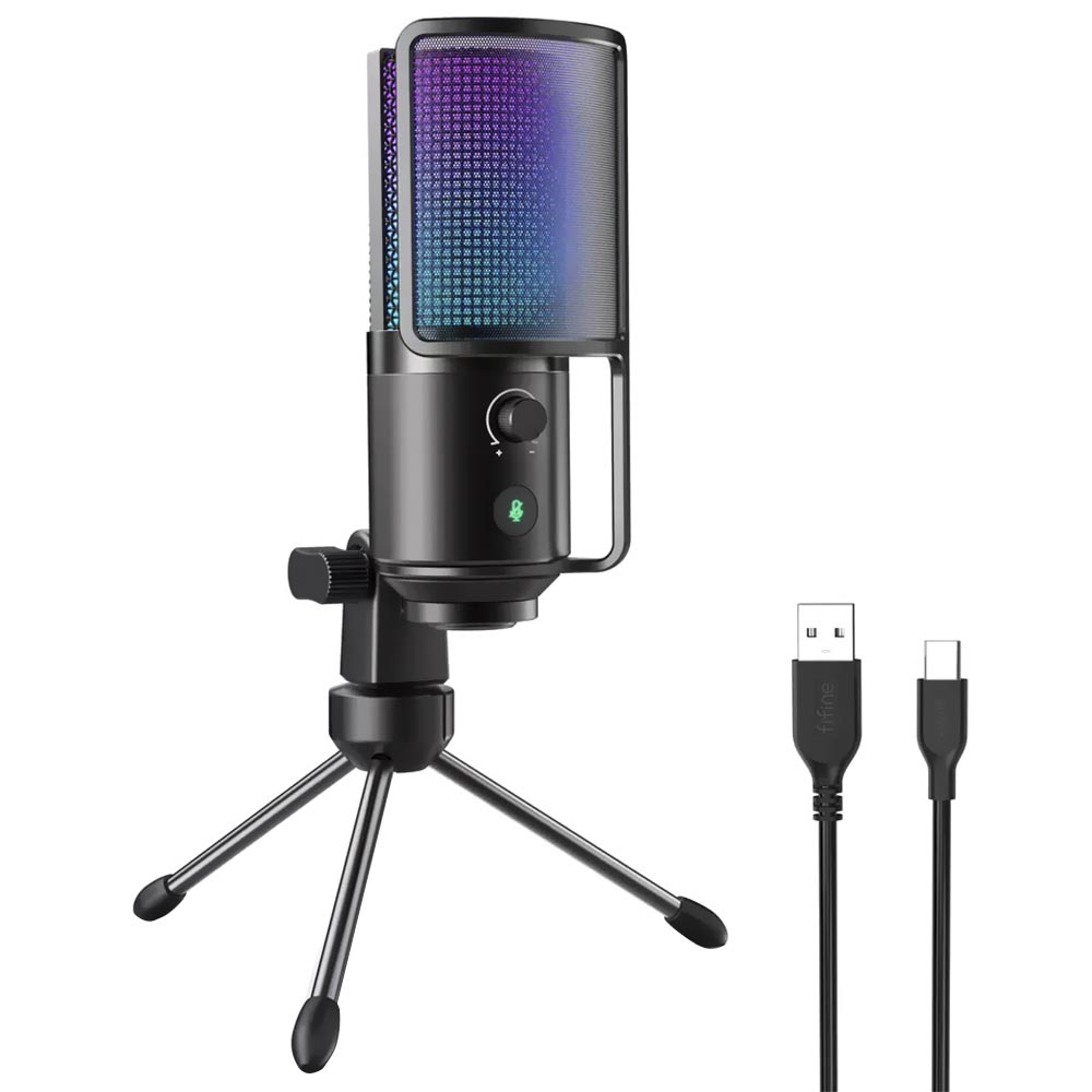 Microfone Fifine K669-PRO3 Recording Condenser Cardioid RGB - Preto 