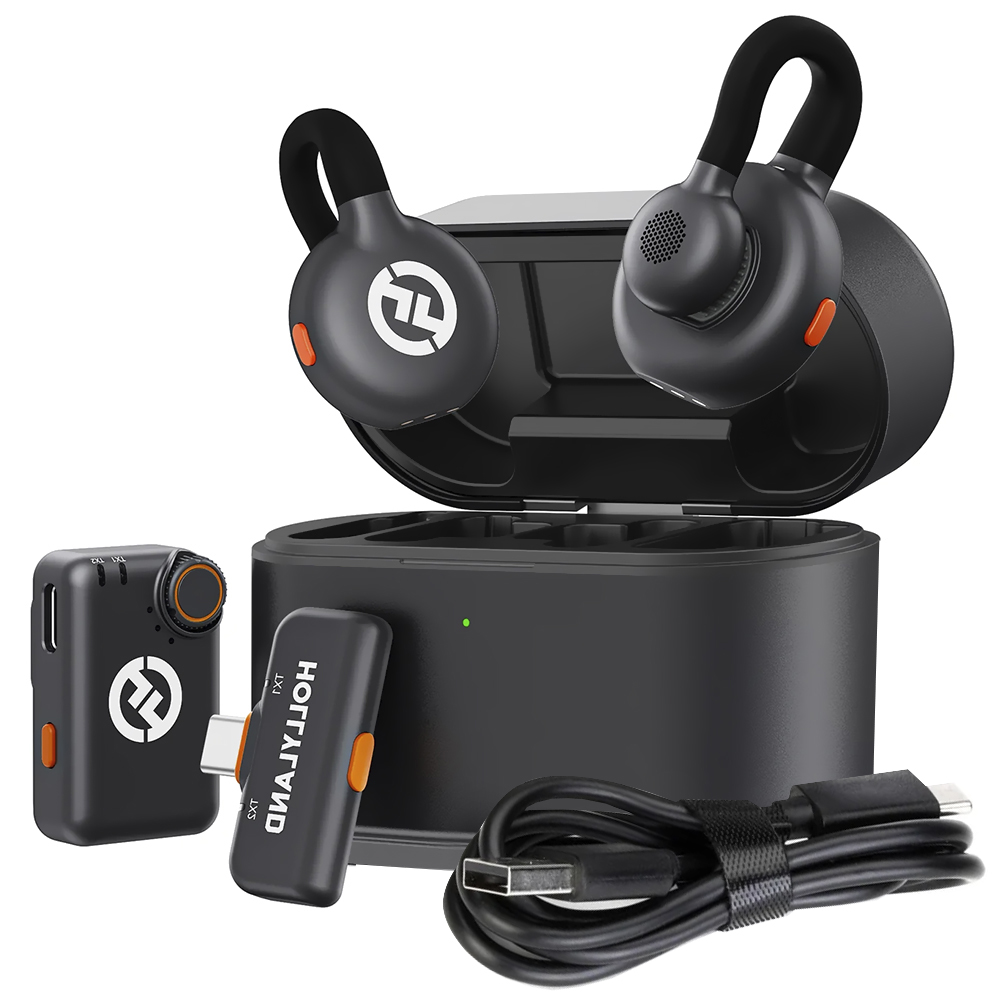 Microfone Hollyland Lark M2S Lavalier Mini Combo Wireless / USB-C - Space Cinza