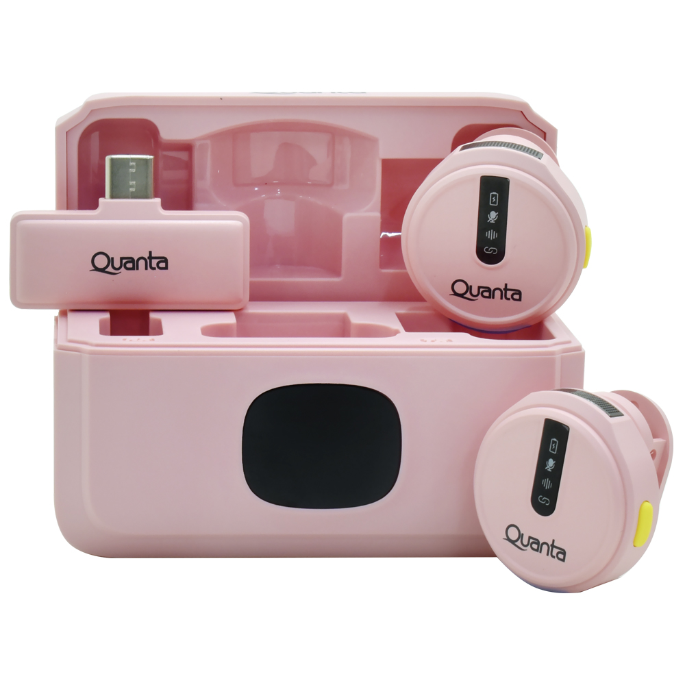 Microfone Quanta QTMDM30 Wireless / USB-C - Rosa
