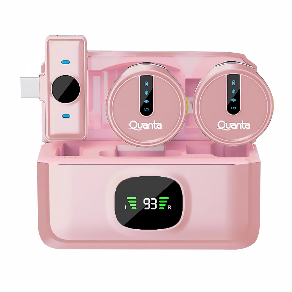 Microfone Quanta QTMDM30 Wireless / USB-C - Rosa