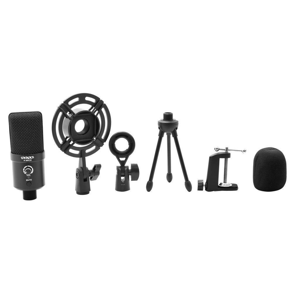 Microfone Satellite A-MK35 Professional Condenser Vocal Kit / USB - Preto