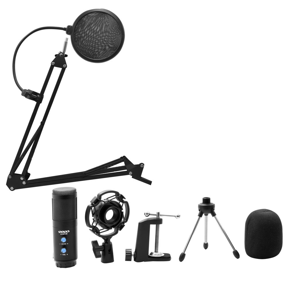 Microfone Satellite A-MK36 Professional Condenser Vocal Kit / USB - Preto