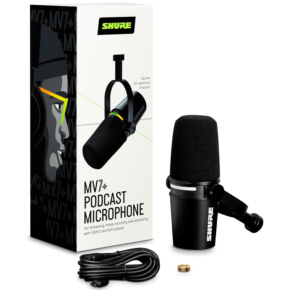 Microfone Shure MV7+-K Podcast - Preto