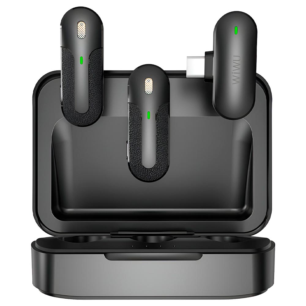 Microfone Wiwu Duo Mini para Smartphone Wireless / Type-C - Preto (WI-WM002)