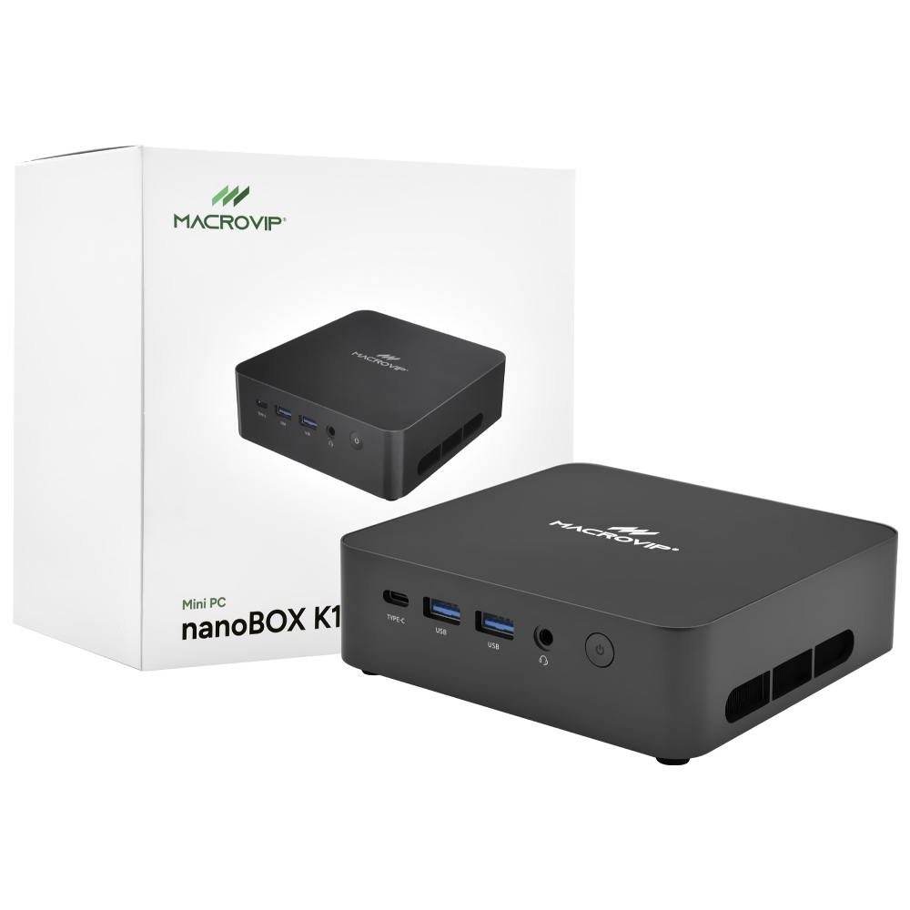 MINI PC MACROVIP NANOBOX K1 I3-1215U 1.2GHZ/8GB DDR4/512GB SSD/DP/HDMI/TYPE-C/USB3.0/BT/WIFI/W11PRO PRETO MV-MPK1I31215U8G512GB
