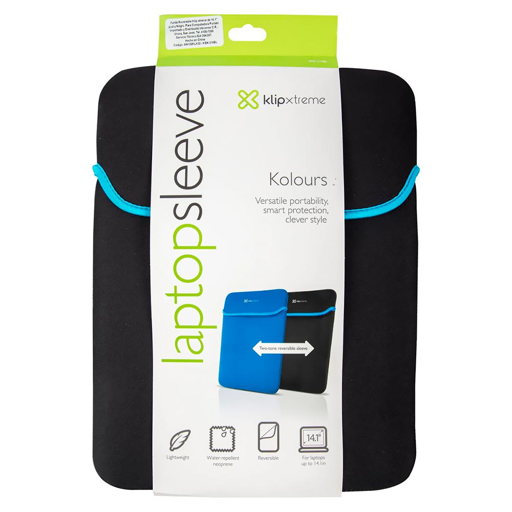 Capa para Notebook Klip KNS-415BL Kolours 15.6" - Preto / Azul