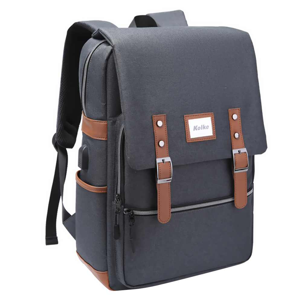 Mochila para Notebook Kolke KVM-534 15.6" - Cinza Oscuro / Marron