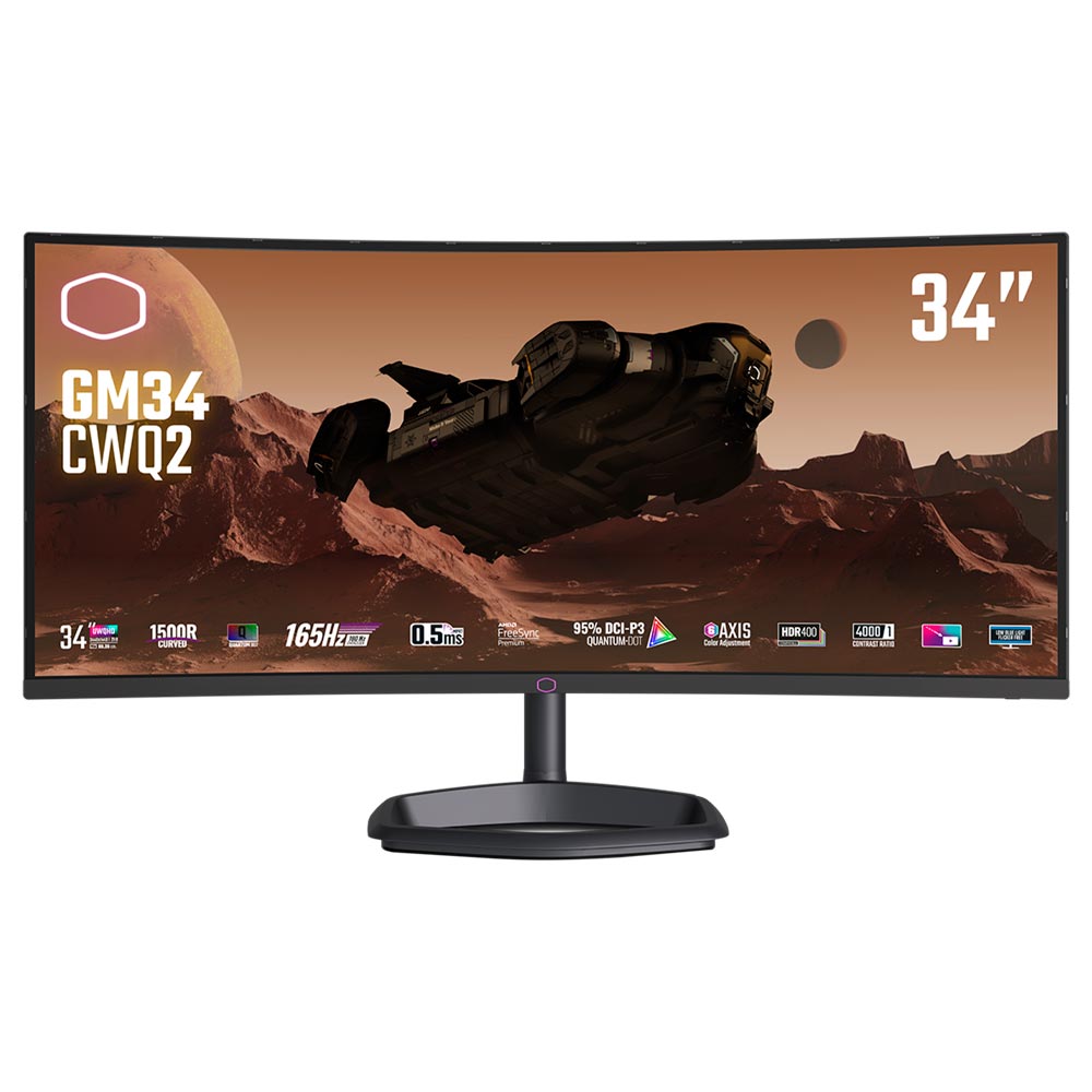 Monitor Gamer Cooler Master GM34-CWQ2 34" UWQHD LED Curvo 180Hz / 0.5Ms - Preto