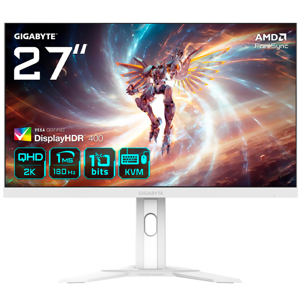 Monitor Gamer Gigabyte M27QA Ice 27" QHD IPS 180Hz / 1Ms - Branco