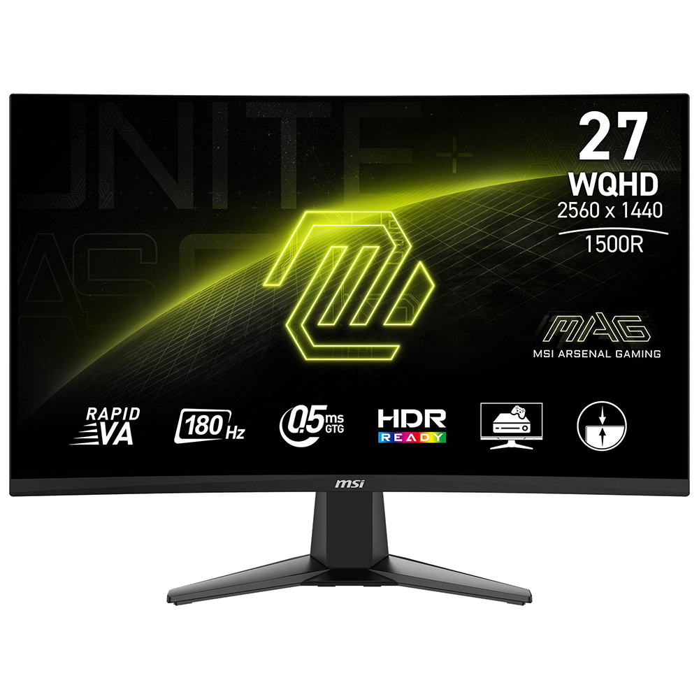 Monitor Gamer MSI Mag 27CQ6F 27" WQHD Curvo 180Hz / 0.5Ms - Preto