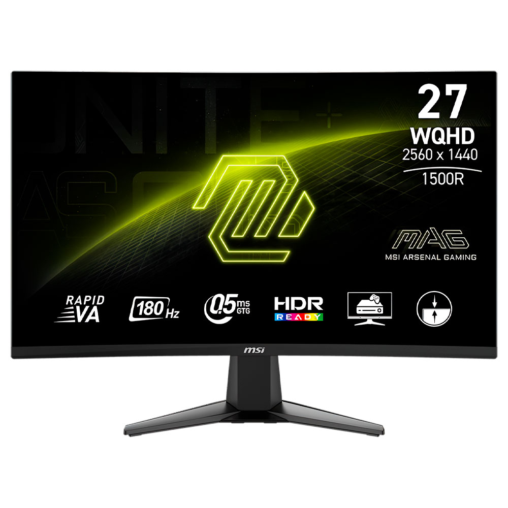 Monitor Gamer MSI Mag 27CQ6F 27" WQHD Curvo LED 180Hz / 0.5Ms - Preto