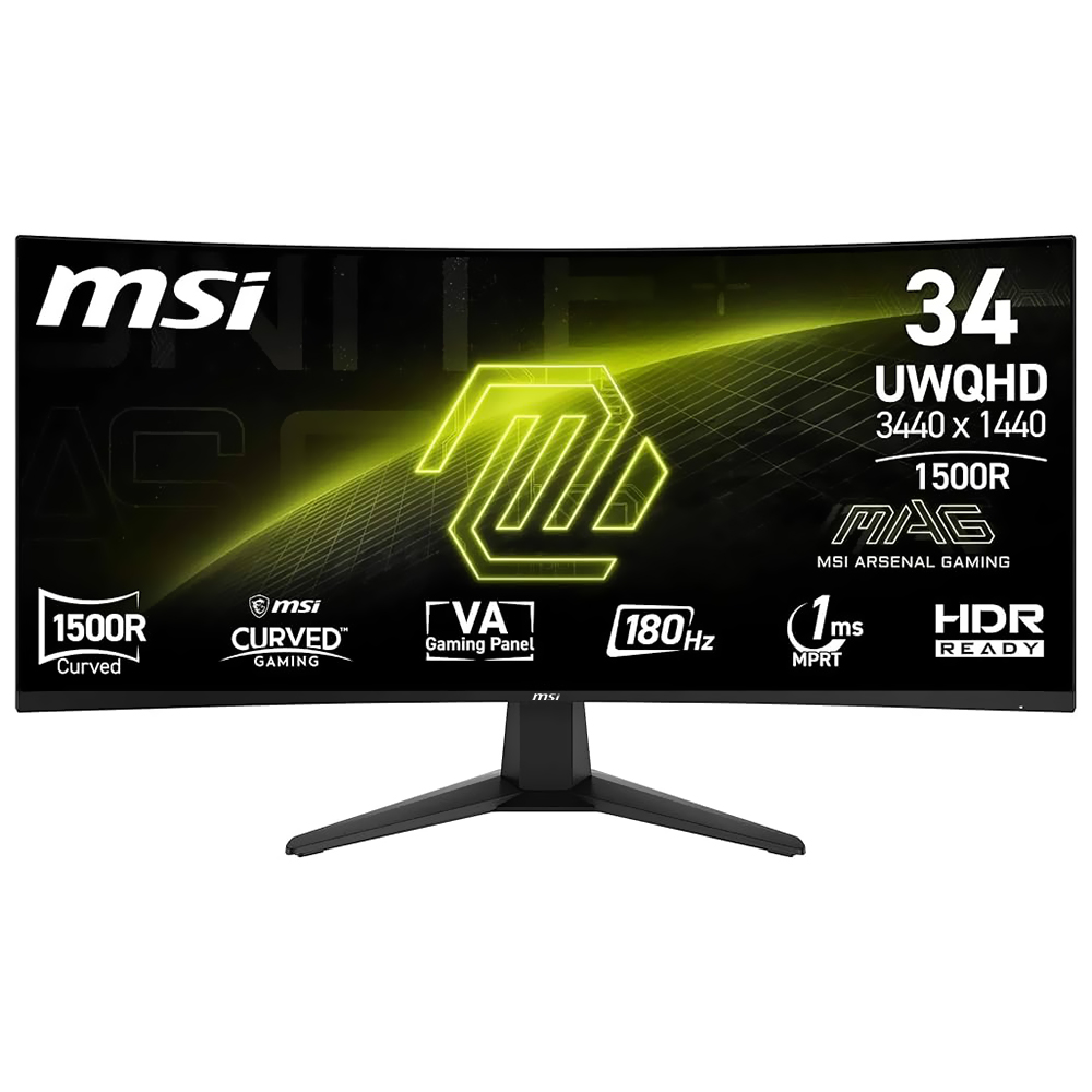 Monitor Gamer MSI Mag 346CQ 34" UWQHD Curvo VA 180Hz / 1Ms - Preto