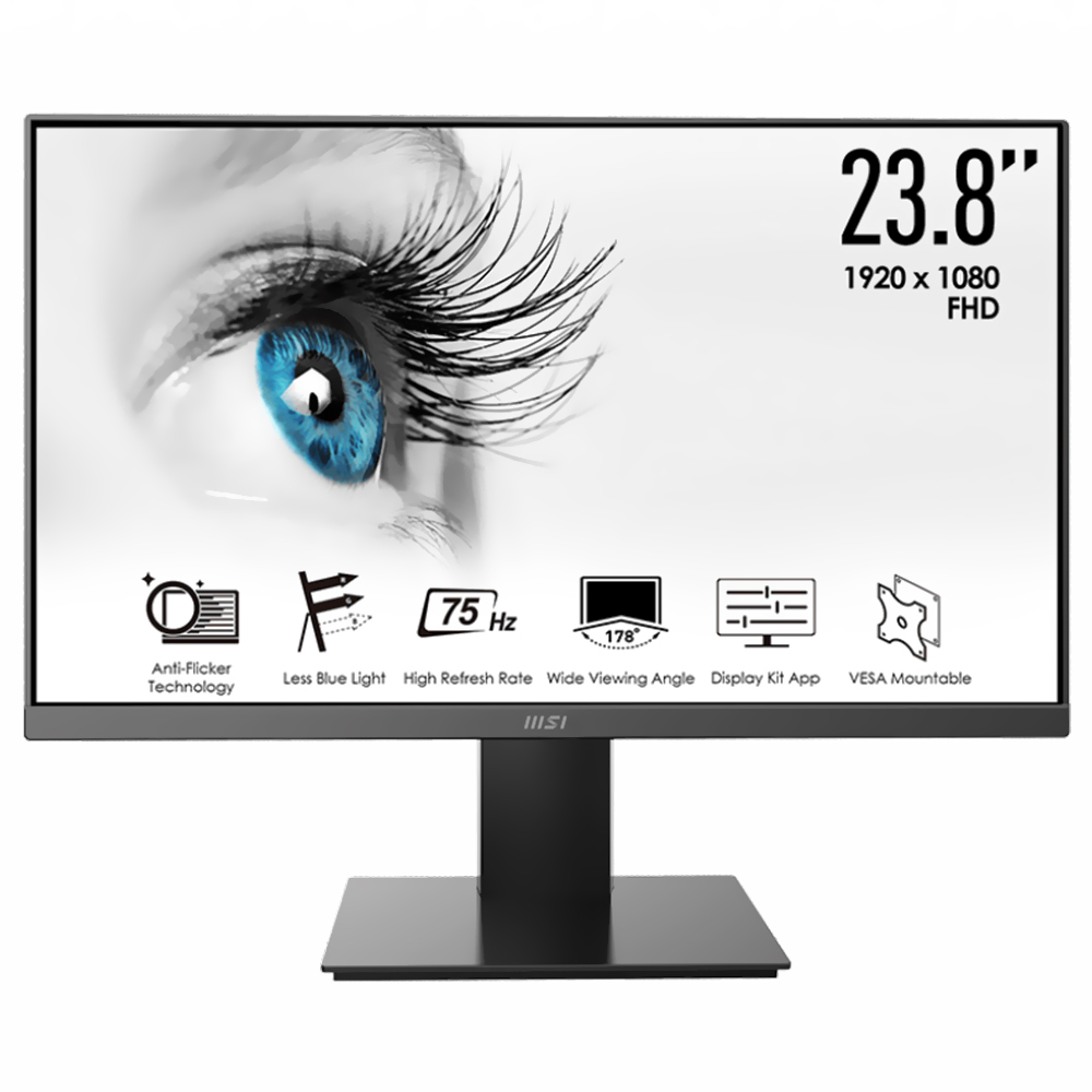 Monitor MSI Pro MP241X 23.8" Full HD LED 75Hz / 4Ms - Preto