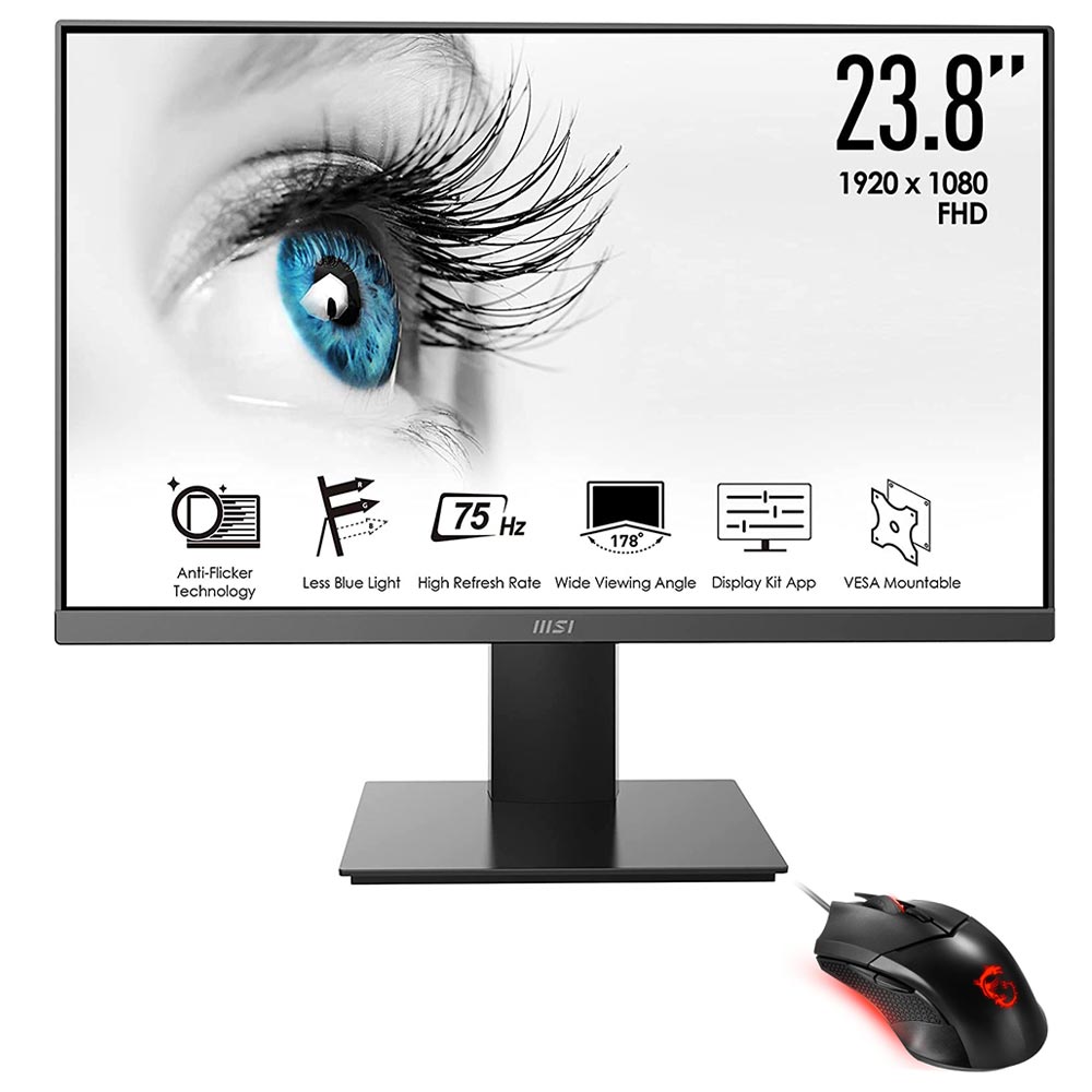 Monitor MSI Pro MP241X 23.8" Full HD LED 75Hz / 8Ms + Mouse - Preto