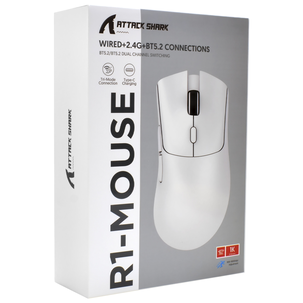 Mouse Gamer Attack Shark R1 1K Wireless / Bluetooth - Vermelho