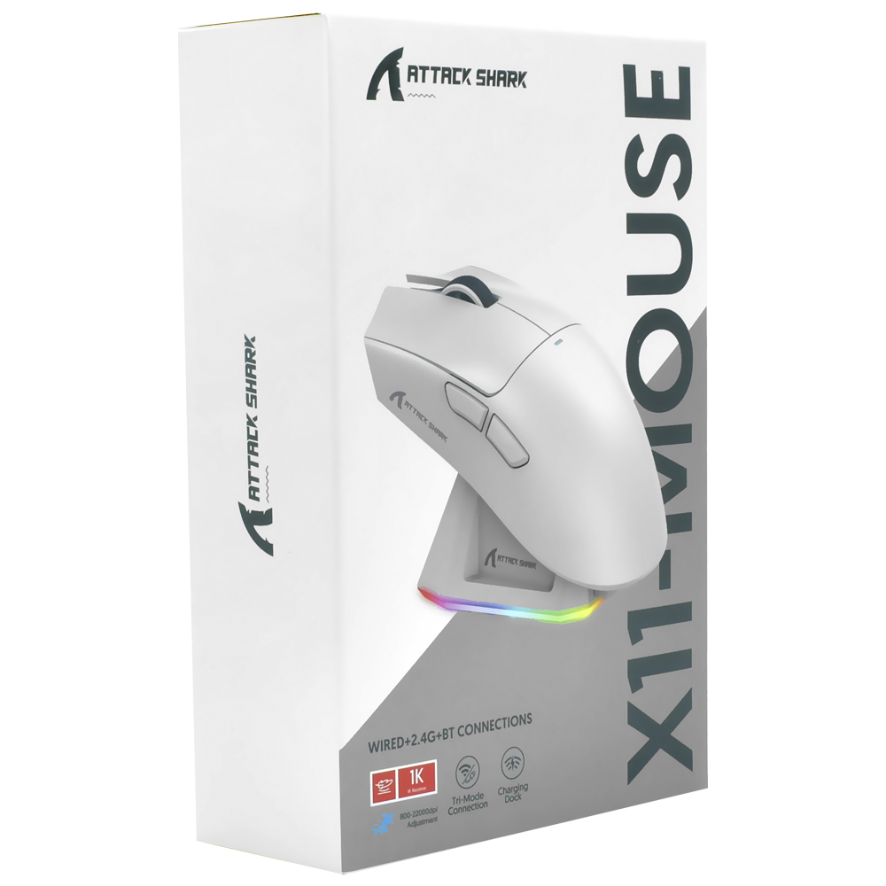 Mouse Gamer Attack Shark X11 Wireless / Bluetooth - Branco