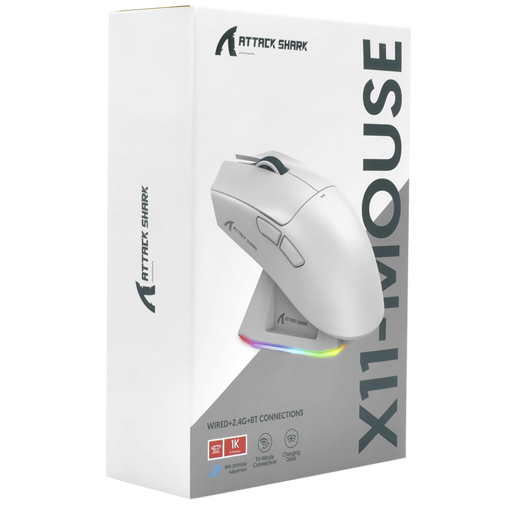 Mouse Gamer Attack Shark X11 Wireless / Bluetooth - Vermelho