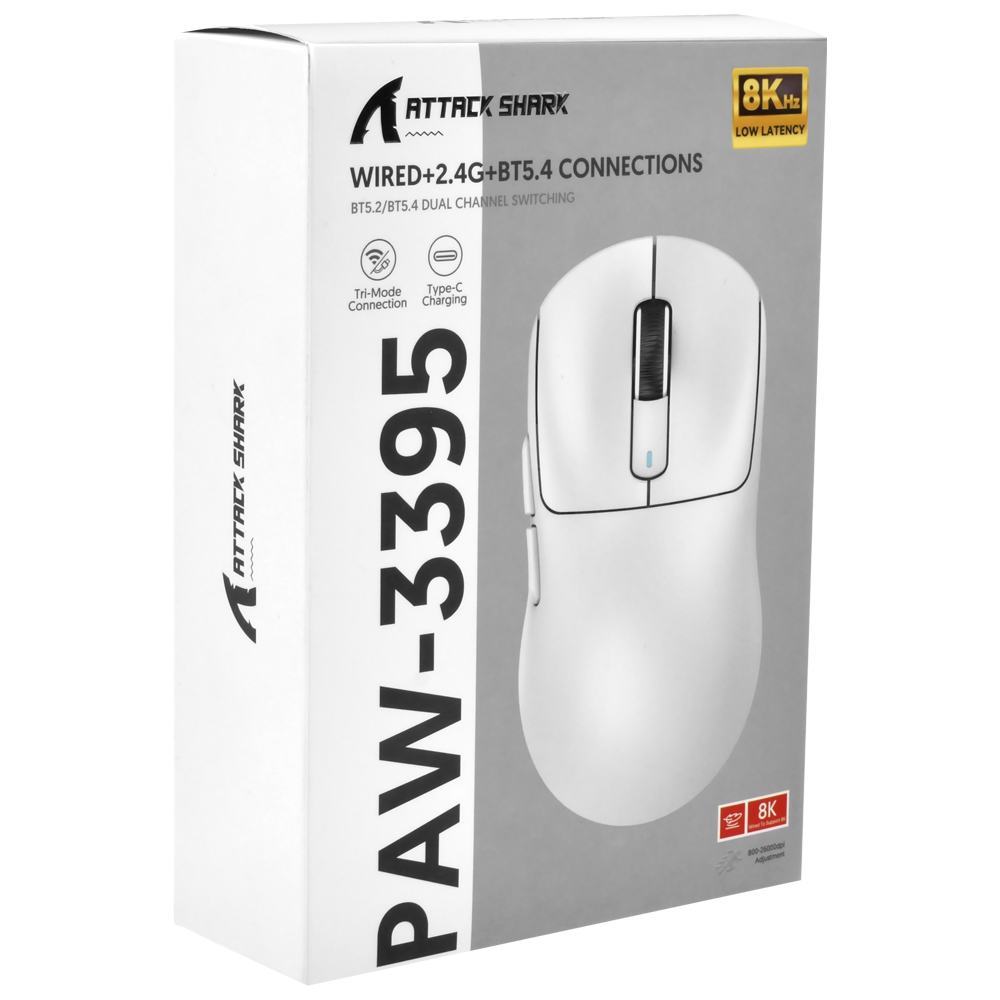 Mouse Gamer Attack Shark X3 Pro Wireless / Bluetooth - Branco