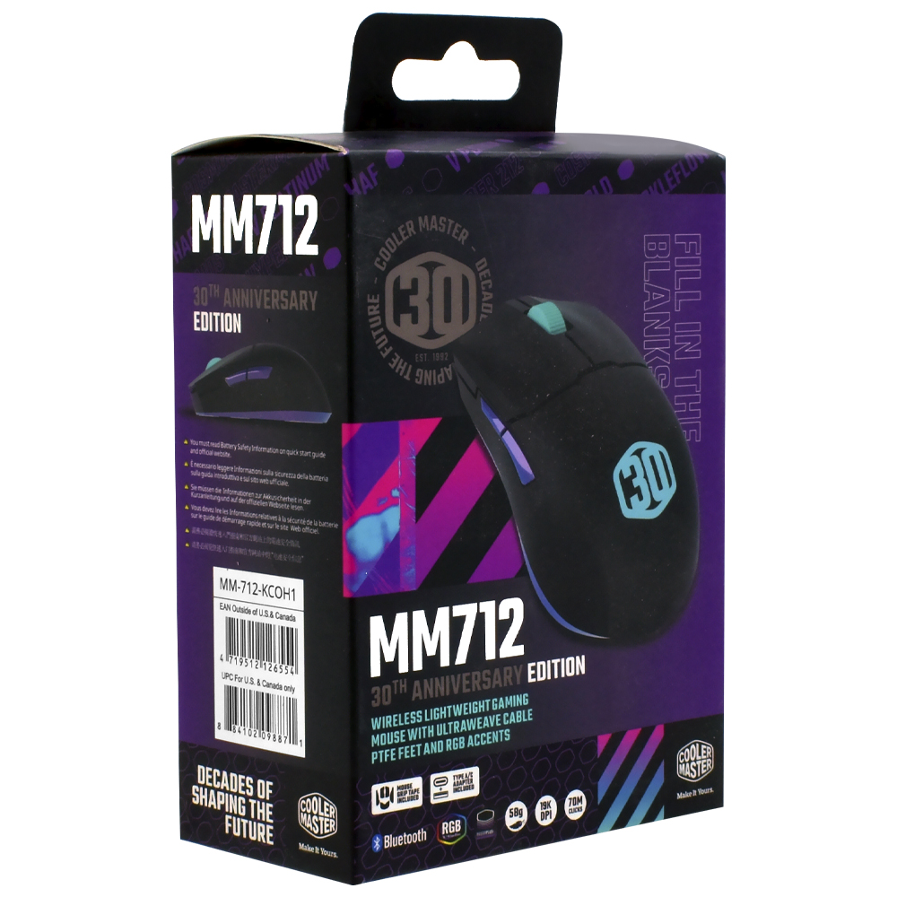 Mouse Gamer Cooler Master MM712 Wireless / RGB - Preto (MM-712-KC0H1)
