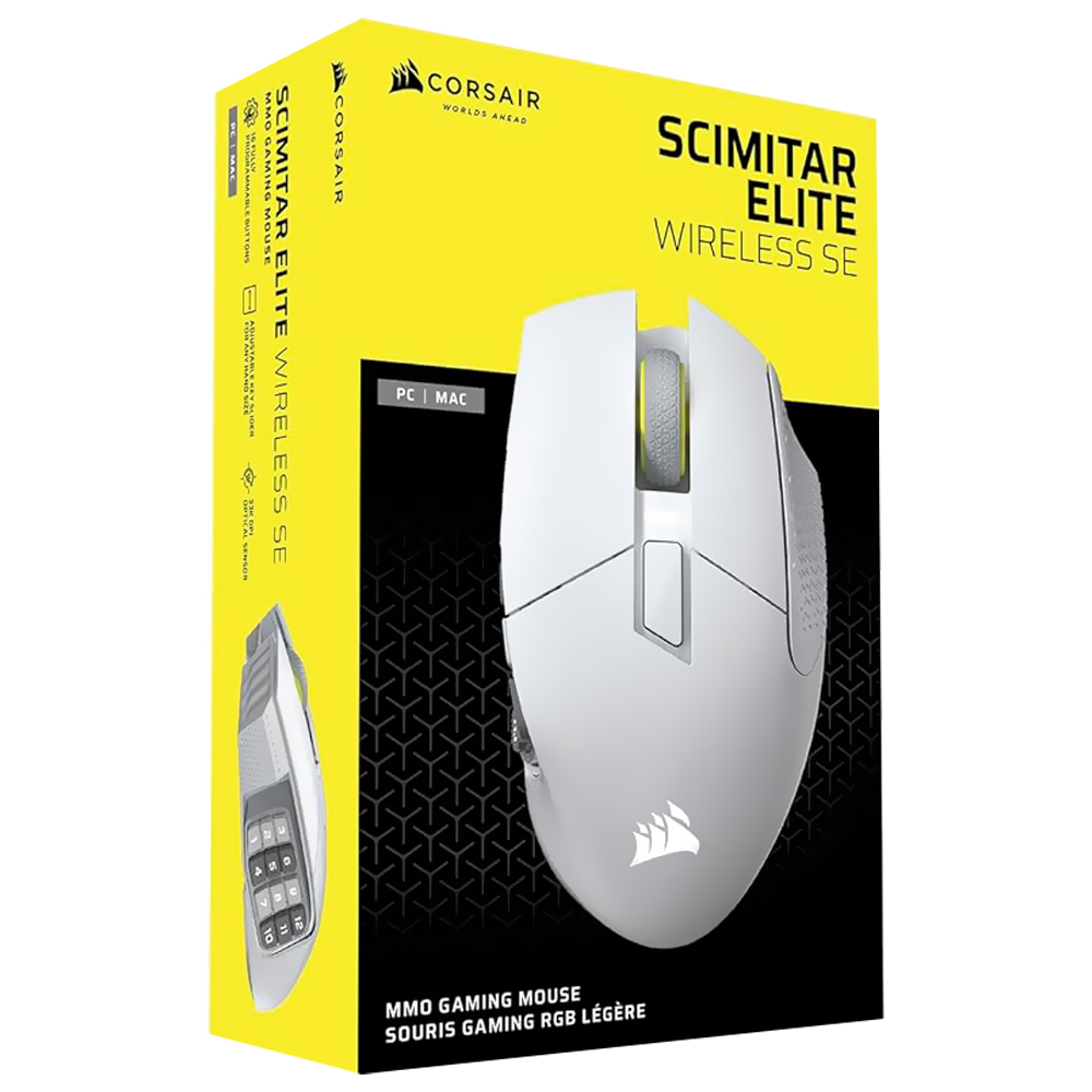 Mouse Gamer Corsair Scimitar Elite SE MMO Wireless - Branco (CH-9314011-WW)