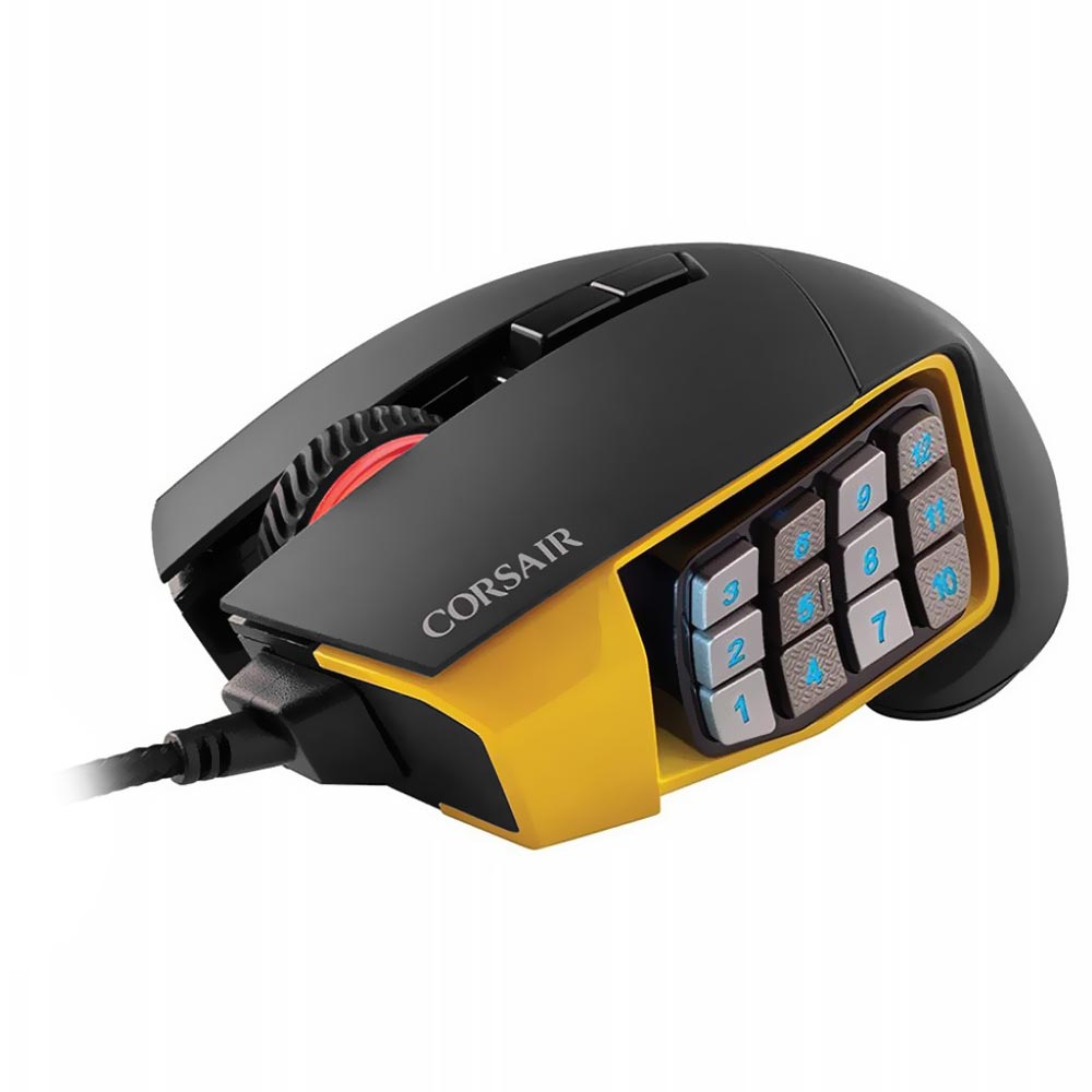 Mouse Gamer Corsair Scimitar Pro USB / RGB - Preto / Amarelo (CH-9304011-NA)