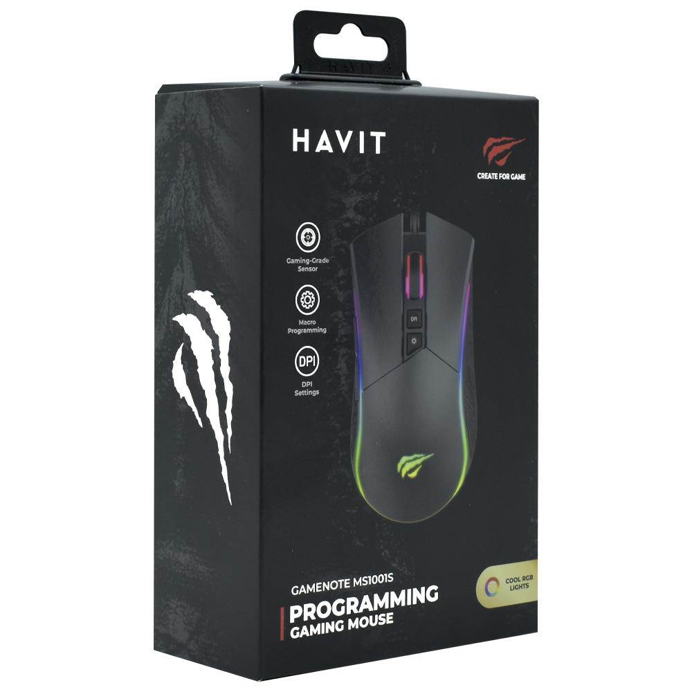 Mouse Gamer Havit Gamenote MS1001S USB / RGB - Preto