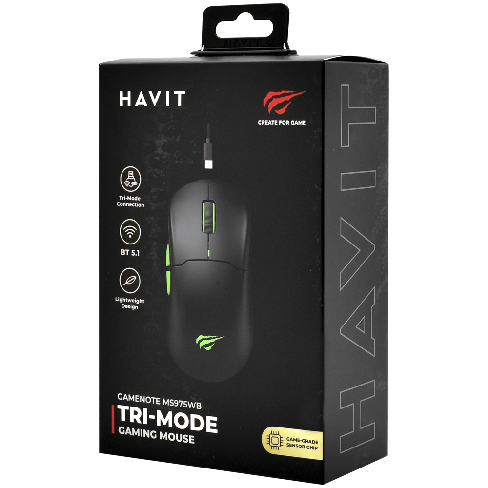 Mouse Gamer Havit Gamenote MS975WB Wireless - Preto / Verde