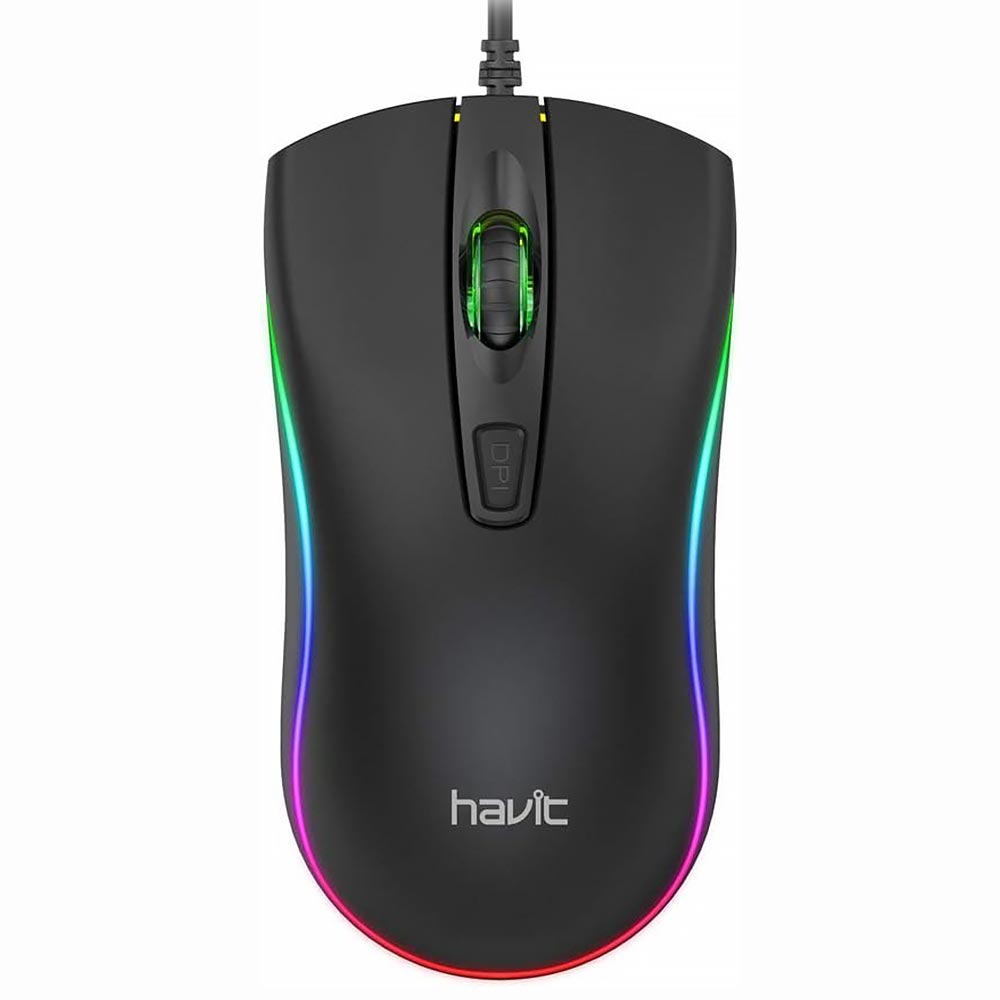 Mouse Gamer Havit HV-MS72 USB / RGB - Preto / Cinza